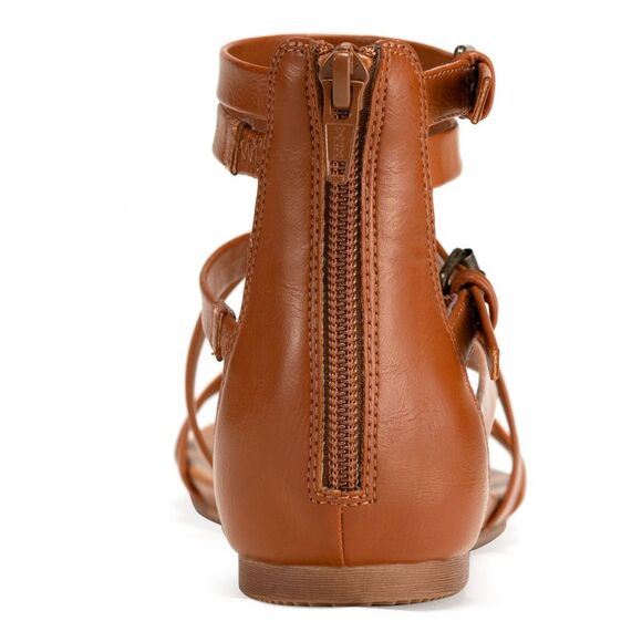 SUN STONE Womens Brown Strappy Charley Round Toe Gladiator Sandals Shoes 5 M - Picture 3 of 4